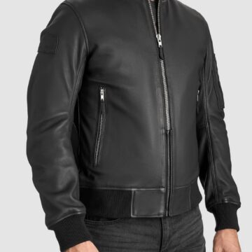 FALCON LEATHER AVIATOR JACKET BLACK on Sale