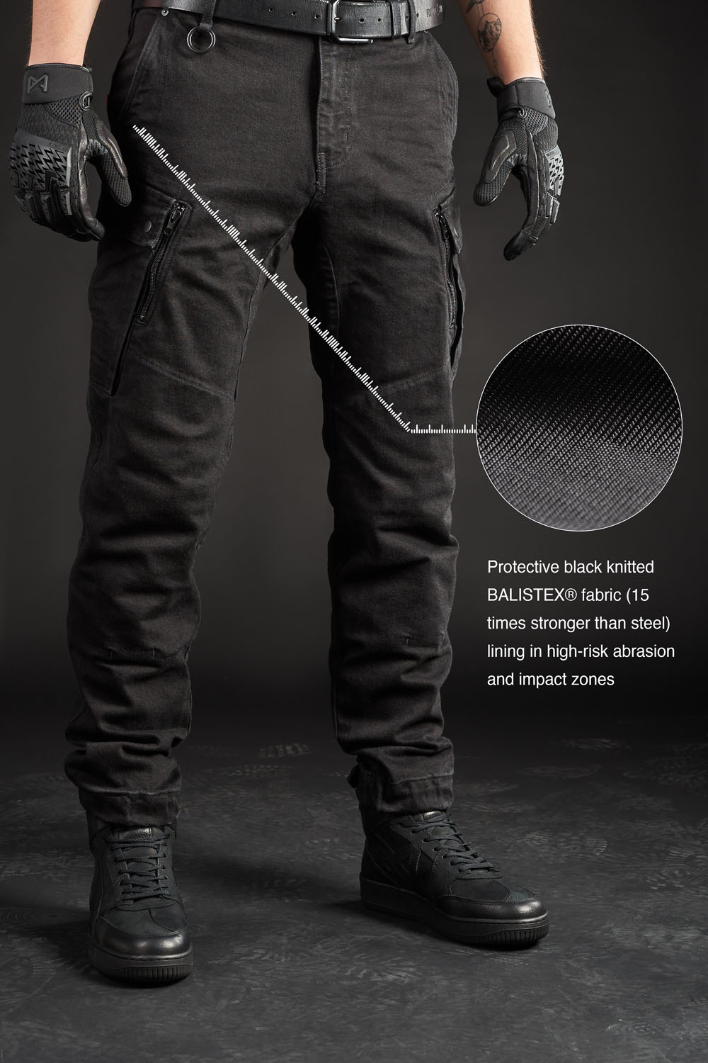 MARK BLACK AAA – Cargo Style Motorcycle Jeans for Men with Cordura® and Balistex®