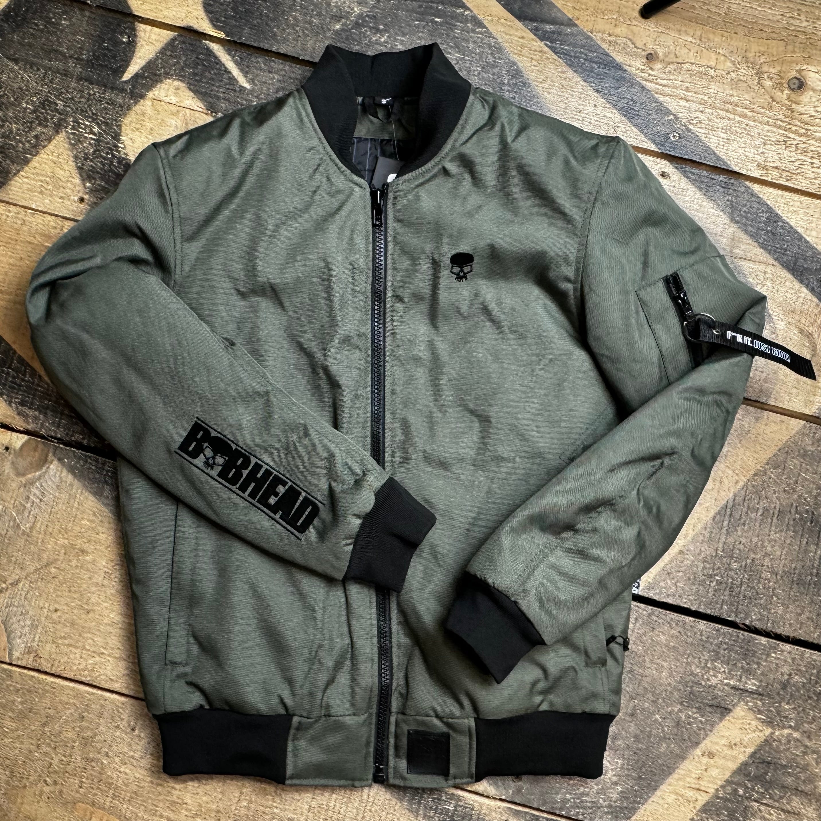 Mootorratta jakk Kaitsev tekstiil Alpha Bomber Green | Soomustatud AAA