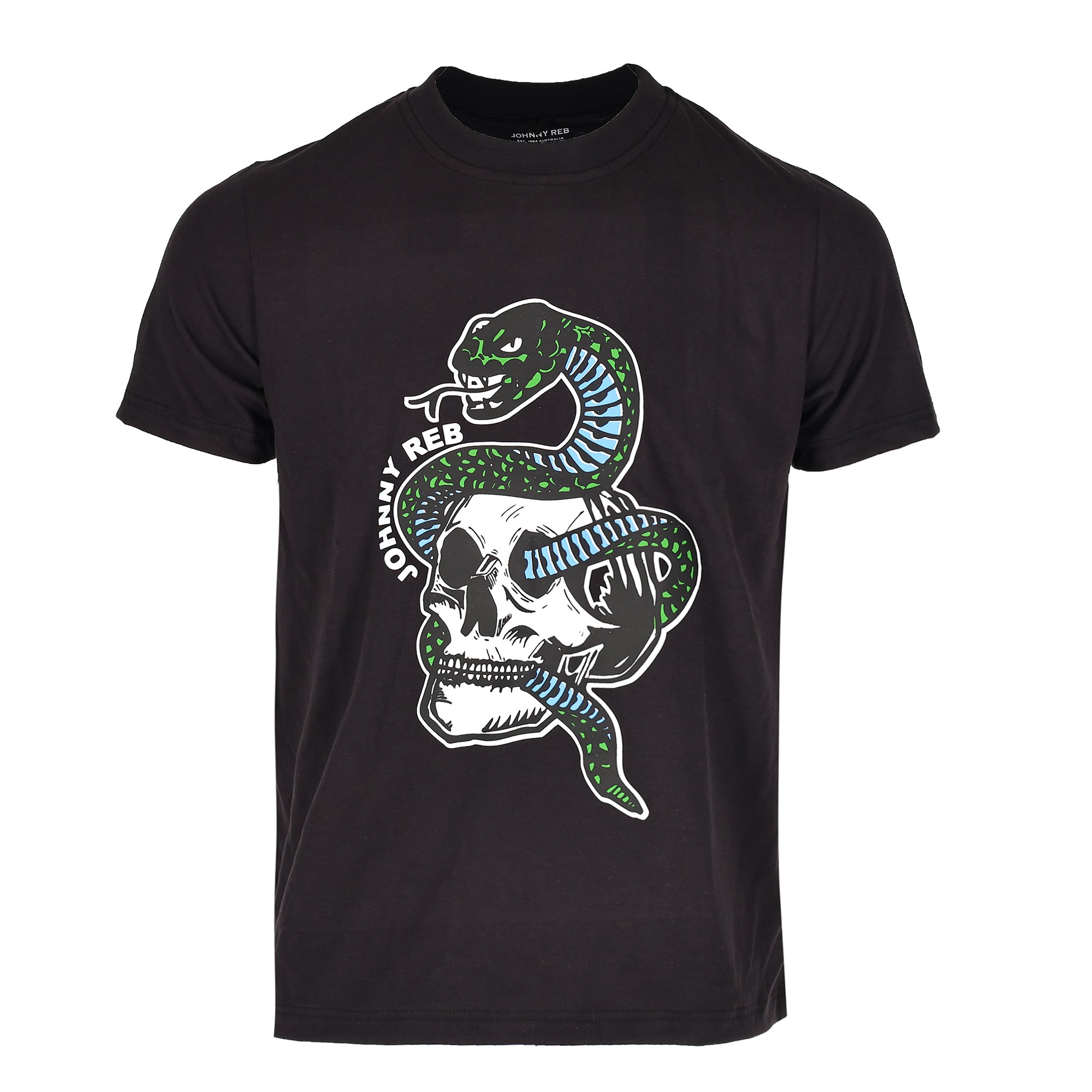 Johnny Reb Snake & Skull T-Shirt - Blue