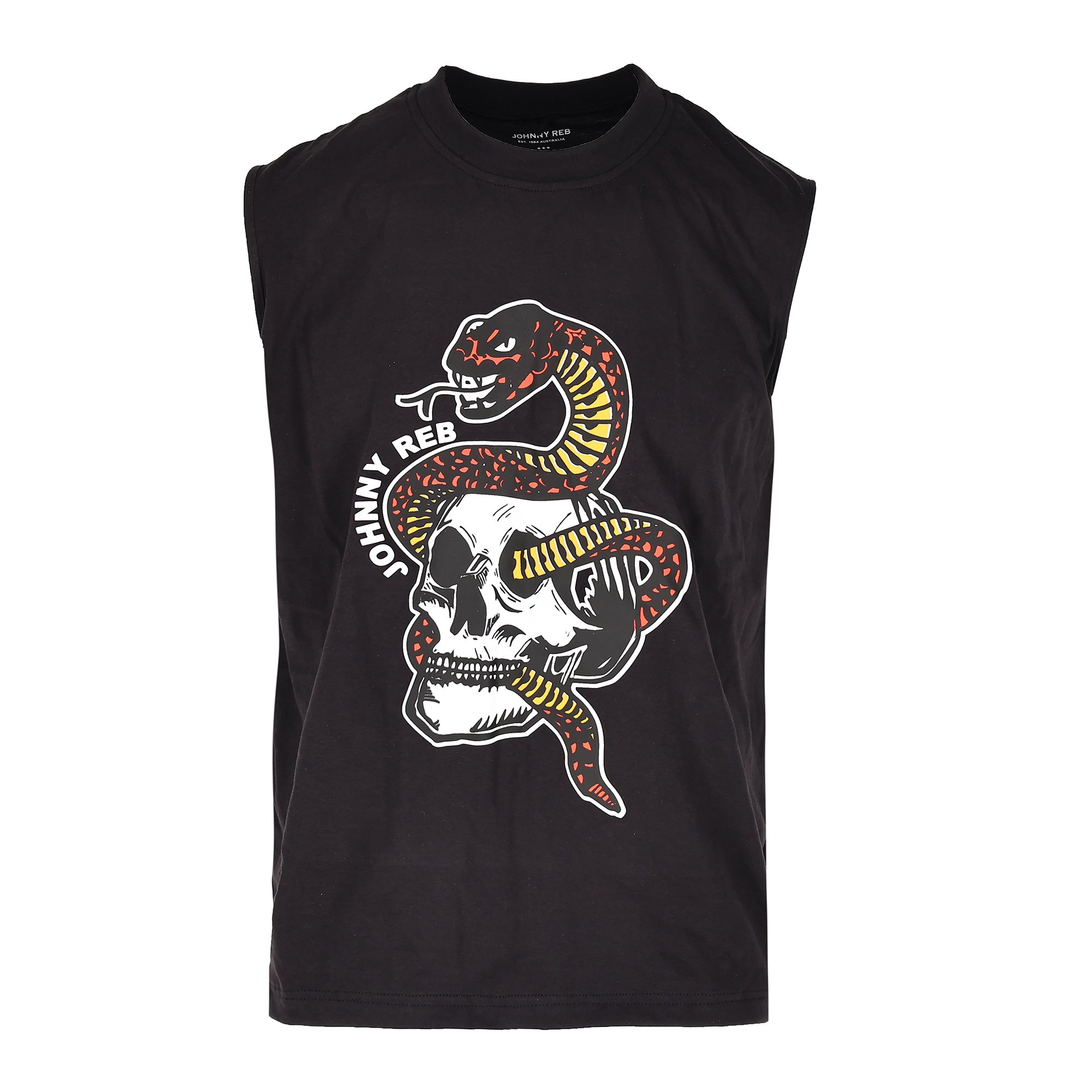 Johnny Reb Snake & Skull Muscle T-Shirt - Red