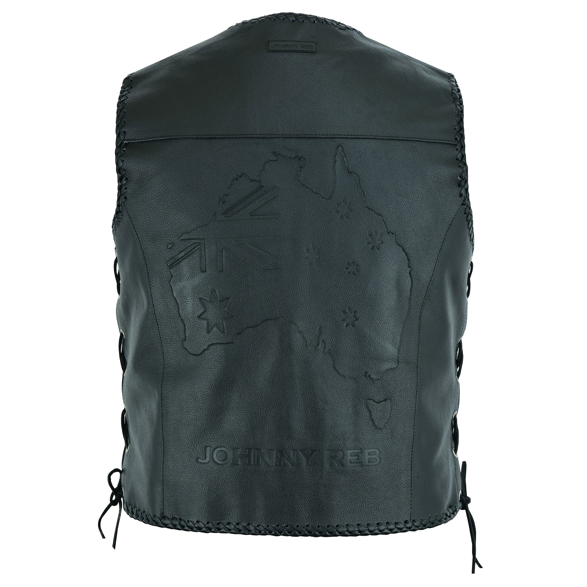Johnny Reb Men's Aussie Flag Leather Vest