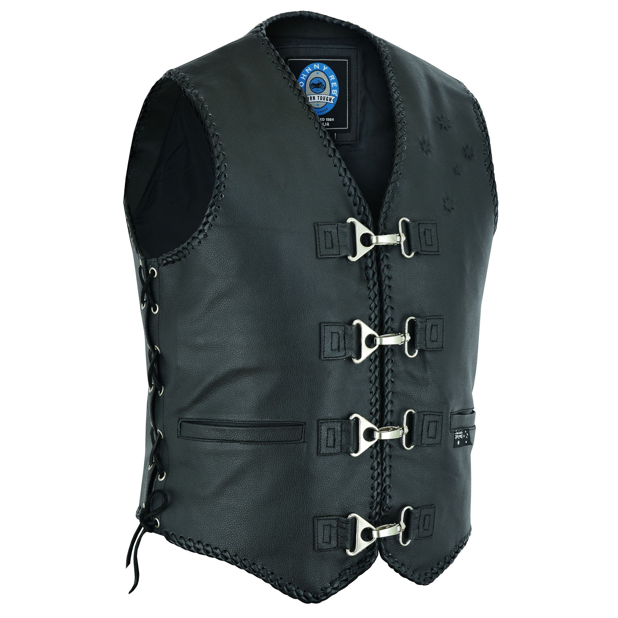 Johnny Reb Men's Aussie Flag Leather Vest