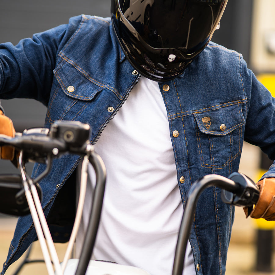Motorcycle Protective Shirt Blue Morgan | Armored AAA